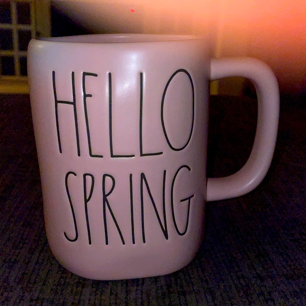 Pink hello spring Rae Dunn mug, never used